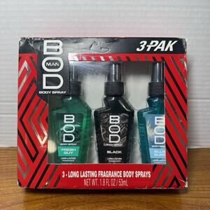 BOD man Body Spray Gift Set, Black, Fresh Guy, Blue Surf, 3 Piece